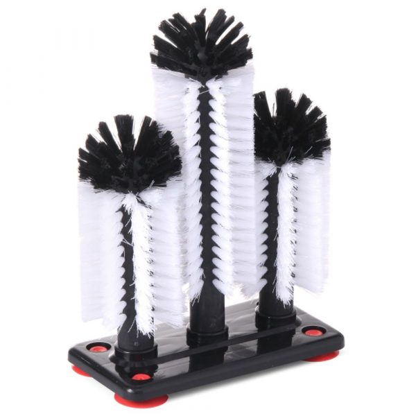 Escovilhão triplo de nylon/PP para limpeza de copos - utensílio de alta qualidade para higienização eficaz. Compre online agora!