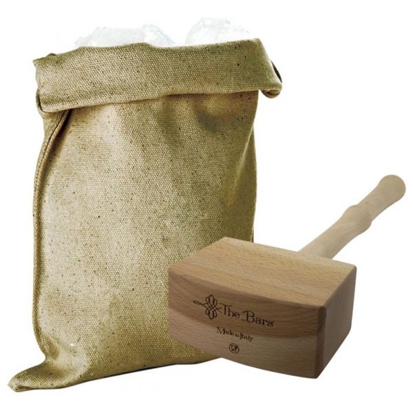 Conjunto Lewis Bag e Martelo de Madeira para coquetéis - Acessórios de bar de alta qualidade para preparar bebidas artesanais.