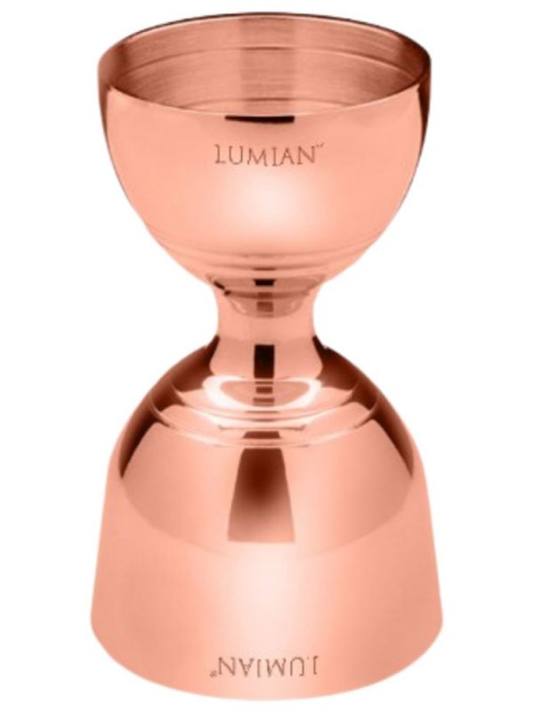 Copos de dose LEOPOLD JIGGER 30/60ML em cobre GIOVE para bartenders exigentes. Elegância e precisão para os seus cocktails. Compre já!