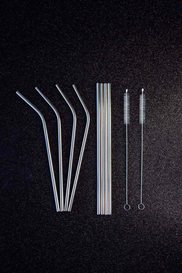 Palhinhas de aço prateadas - Conjunto de 6 palhinhas reutilizáveis em aço inoxidável de alta qualidade. Ecologicamente corretas e elegantes para as suas bebidas favoritas. Substitua as palhinhas plásticas!