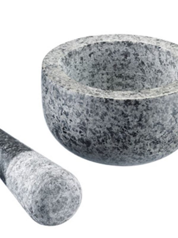 Pilão e almofariz em granito natural de alta qualidade para culinária, diâmetro 13,1cm - ideal para moer temperos e ervas. Compre online agora!