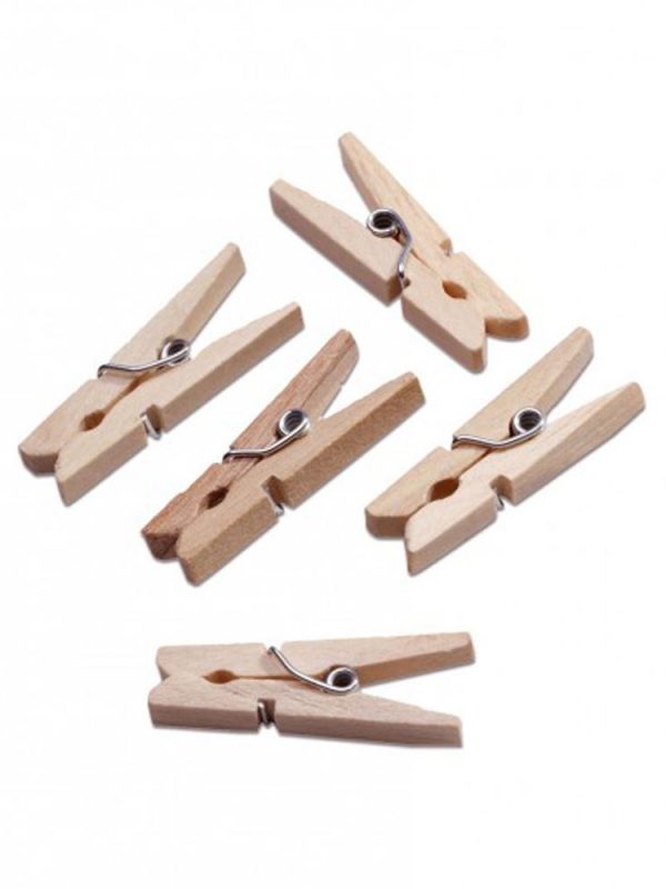 Conjunto de 100 pinças de roupa em bamboo de qualidade premium - PC/68588