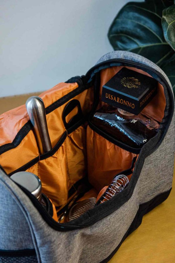 Saco de ferramentas para barman cinzento - Acessório premium para cocktails, ideal para profissionais e entusiastas. Compre online agora!