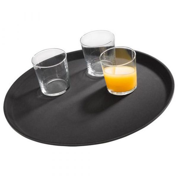 Bandeja preta de alta qualidade para gastronomia, diâmetro 35,5 cm. Ideal para servir com estilo! Compre já.