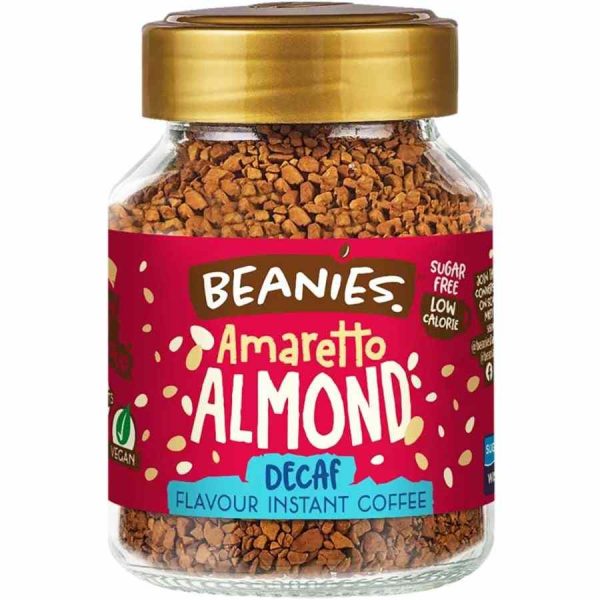 Gorros Descafeinado Amaretto Café Instantâneo Sabor Amêndoa 50 g - Delicie-se com este café descafeinado de amêndoa! Compre online agora.