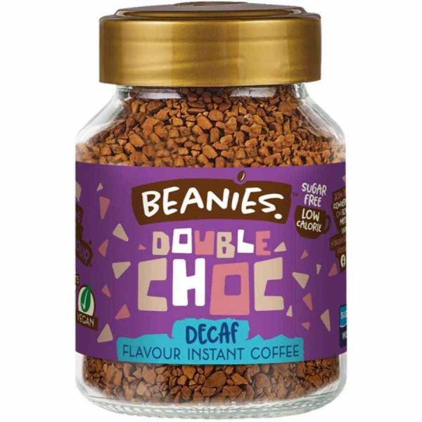 Café instantâneo de chocolate duplo descafeinado Beanies, 50g - Delicie-se com este café premium no conforto da sua casa. Perfeito para os amantes de café sem cafeína!