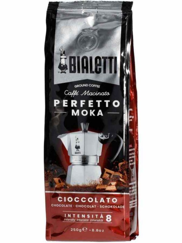 Café Moído de Chocolate Bialetti Perfetto Moka 250 g - Delícia aromática para amantes de café e chocolate. Compre online e desfrute!
