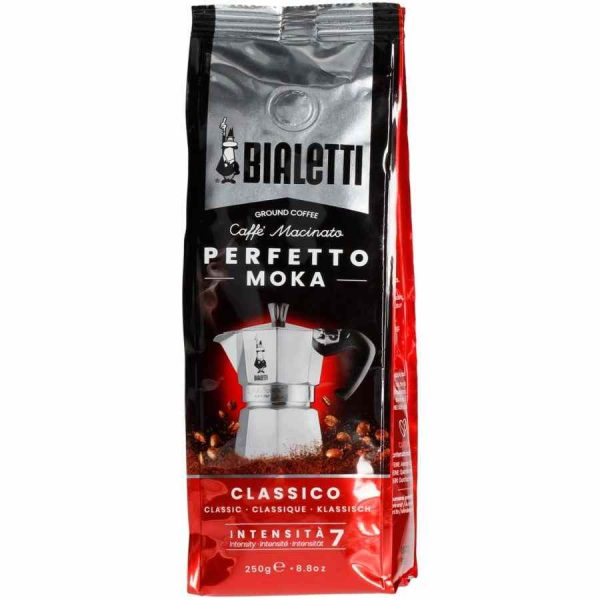 Café Moído Bialetti Perfetto Moka Classico 250 g - Aroma intenso e sabor clássico para os amantes de café. Compre online!