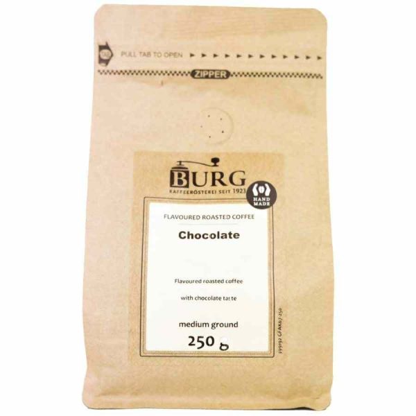 Café Sabor Burg, Chocolate 250 g Moído - Cafés gourmet premium para os amantes de café e chocolate. Aproveite o sabor intenso e envolvente!
