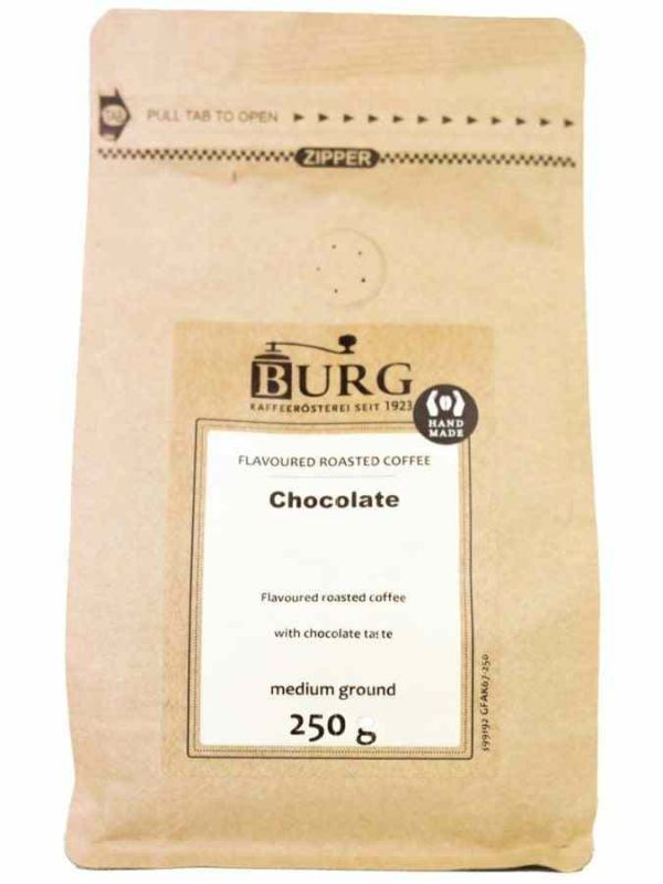 Café Sabor Burg, Chocolate 250 g Moído - Cafés gourmet premium para os amantes de café e chocolate. Aproveite o sabor intenso e envolvente!