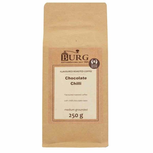 Moído de Café Burg, Chocolate Chili 250 g - Aroma intenso e sabor requintado num café gourmet irresistível. Compre online!