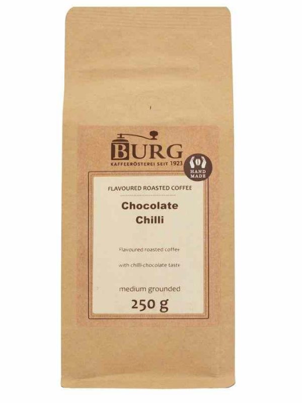 Moído de Café Burg, Chocolate Chili 250 g - Aroma intenso e sabor requintado num café gourmet irresistível. Compre online!