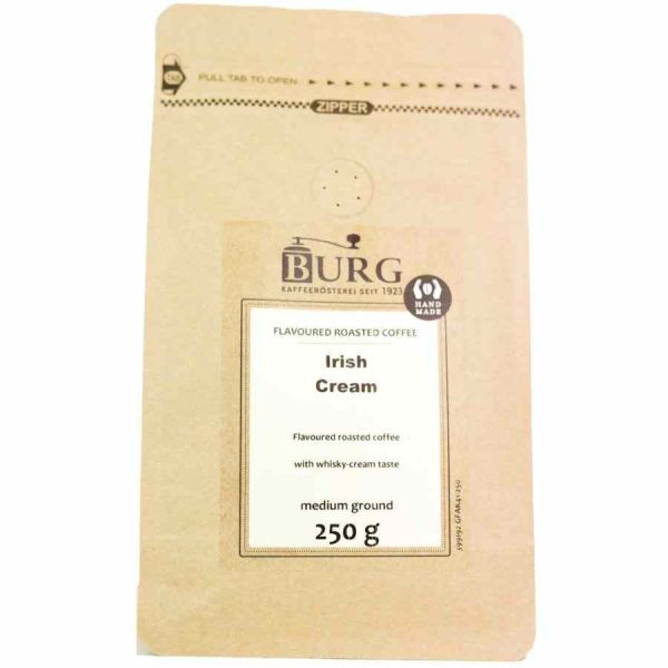 Café moído de alta qualidade com sabor intenso de creme irlandês da marca Burg, 250g - Compre online agora!