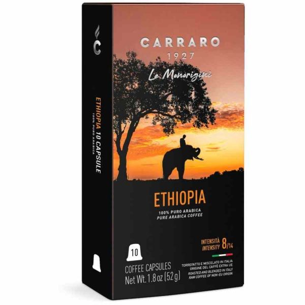 Cápsulas de café Nespresso Carraro 1927 Etiópia Premium 10 unid. - Aroma intenso e refinado. Compatíveis com Nespresso. Compre online!