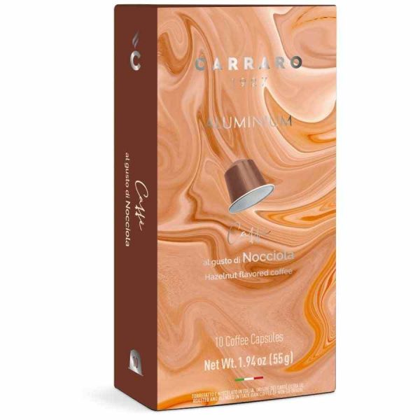 Cápsulas de café gourmet com aroma de avelã Carraro 1927 - 10 unidades para Nespresso, intensamente delicioso!