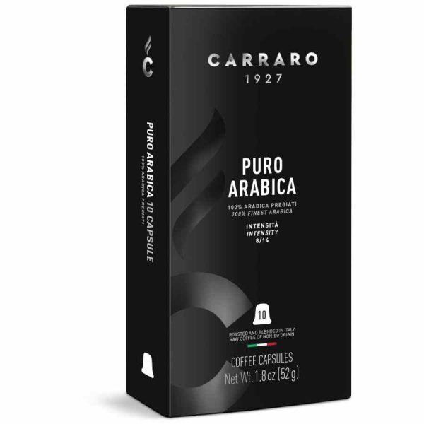 Cápsulas de café Carraro 1927 Puro Arábica Premium, compatíveis com Nespresso, embalagem de 10 unidades - Desfrute do sabor exclusivo em casa!