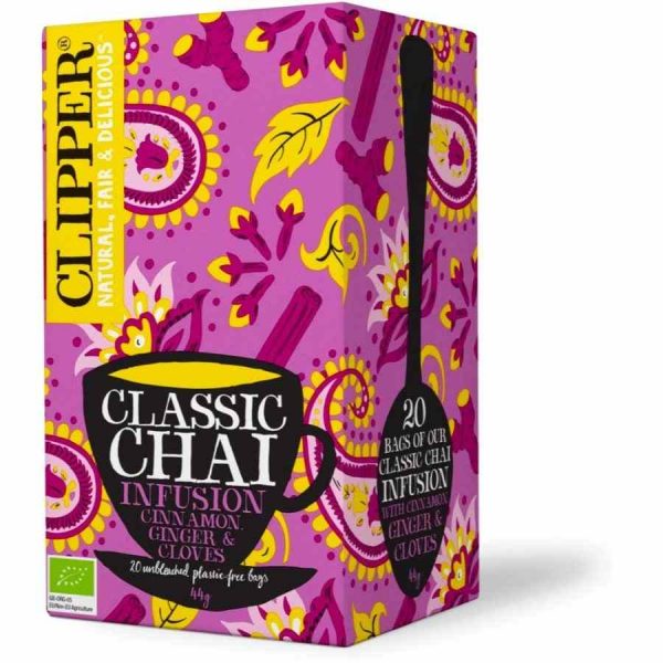 Infusão Clipper Classic Chai de alta qualidade, com 20 saquinhos de chá - Desfrute do sabor exótico neste blend de chá aromático. Perfecto para momentos relaxantes!