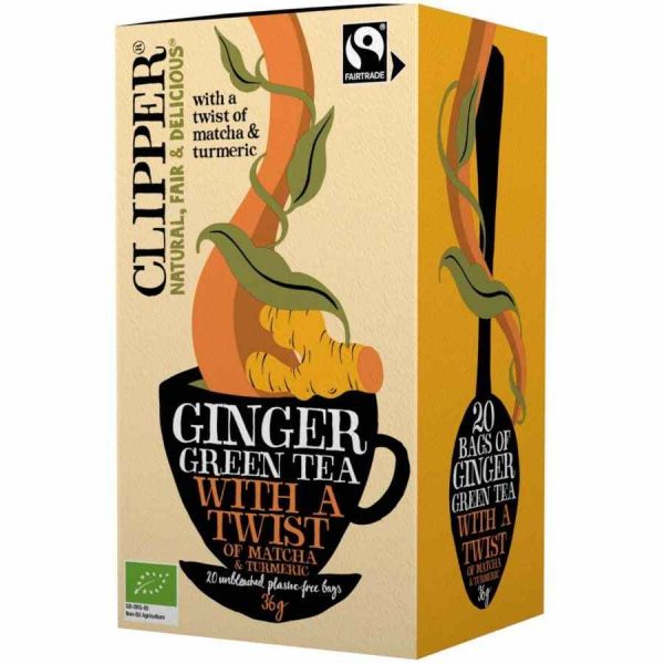 Chá verde de gengibre orgânico Clipper com matcha e cúrcuma, 20 saquetas - Energize-se com este chá de qualidade premium! Ideal para revigorar o seu dia.