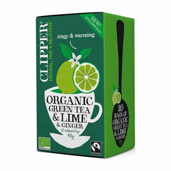 Chá Verde Orgânico Clipper com Limão e Gengibre - 20 Sacos de alta qualidade para comprar online. Aprecie o sabor natural e revigorante!