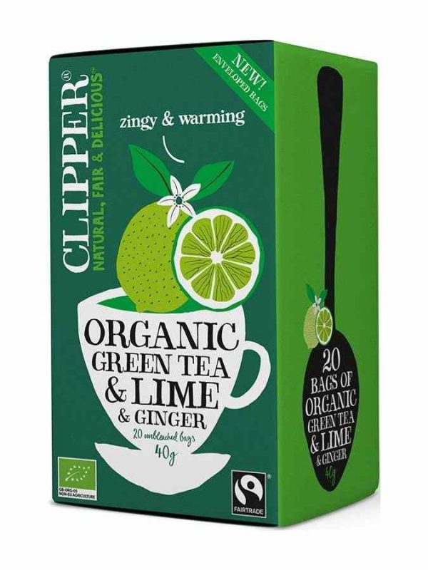 Chá Verde Orgânico Clipper com Limão e Gengibre - 20 Sacos de alta qualidade para comprar online. Aprecie o sabor natural e revigorante!