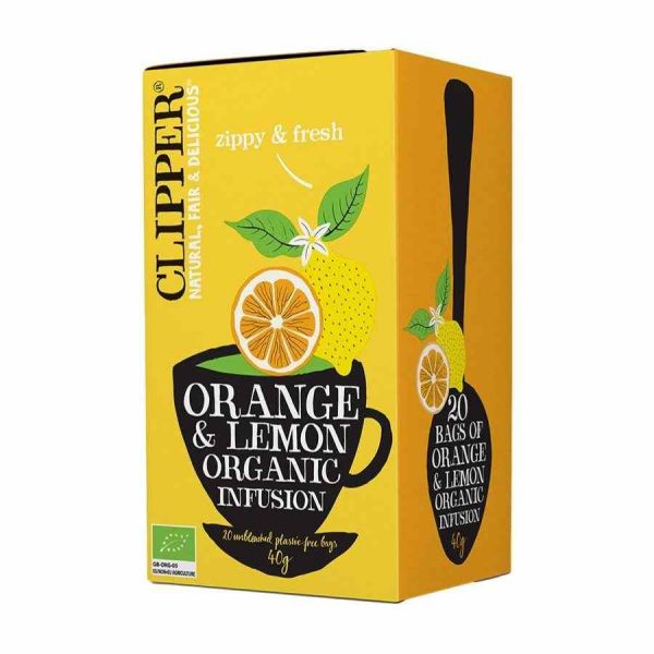 Infusão orgânica premium de laranja e limão Clipper, 20 saquetas de chá - Delicioso chá orgânico para desfrutar em casa.