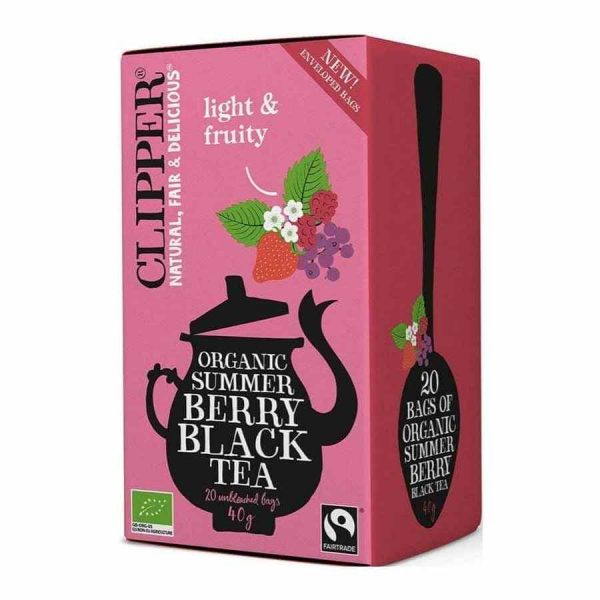 Chá Preto Orgânico Clipper Summer Berry com 20 Sacos - Delicioso e Refrescante Chá Preto Orgânico com Toques Frutados de Verão, Ideal para Momentos de Relaxamento.