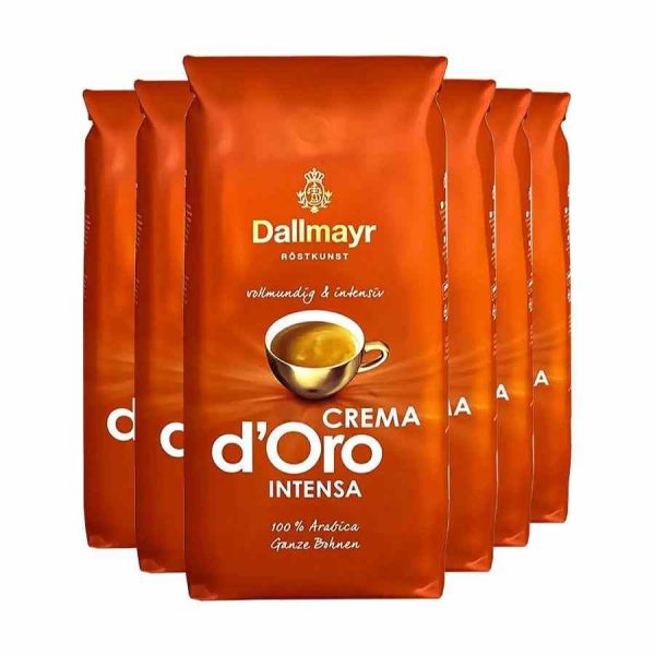 Café em grãos Dallmayr Café Crema d'Oro Intensa de alta qualidade - Pacote de 6 x 1 kg - Compre online e desfrute de um café intenso e encorpado.