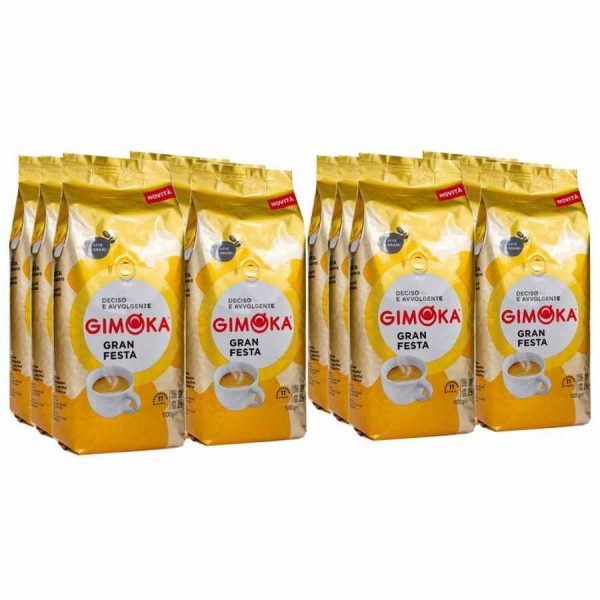 Delicioso Café Gimoka Gran Festa em Grãos - Pacote Económico com 12 x 1 kg | Aroma Intenso e Sabor Inigualável para Desfrutar em Casa