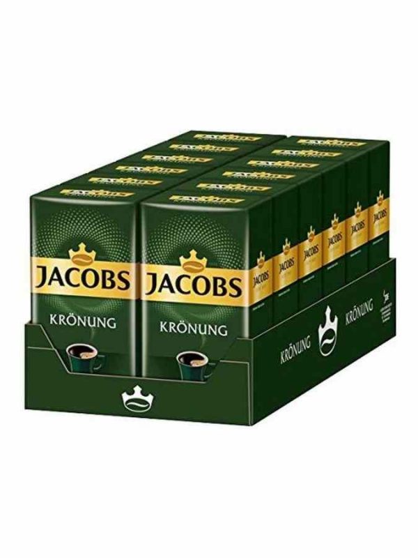 Café moído Jacobs Krönung 12 x 500g - Aroma intenso e sabor inigualável para os apreciadores de café. Compre online e desfrute da qualidade premium.