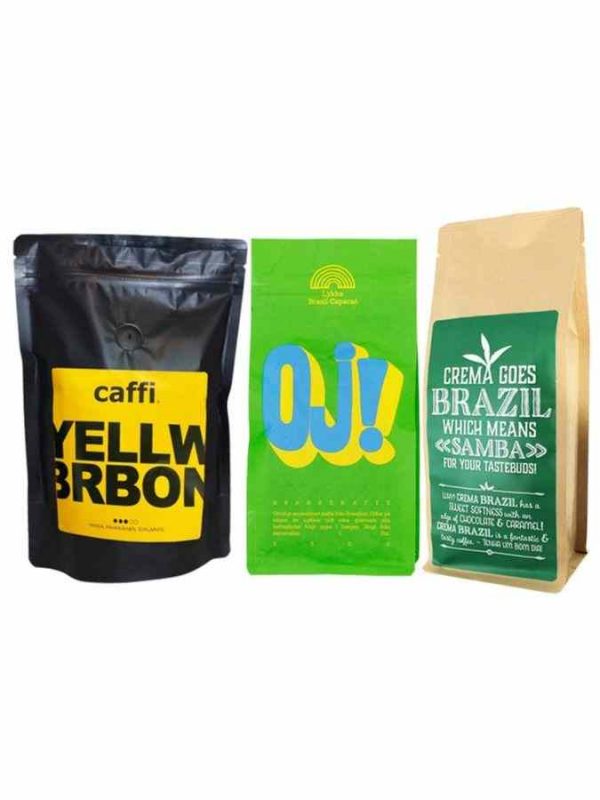 Pacote premium de café MicroTorrefação Brasil 3 x 250 g em grãos, aroma único e frescor garantido para os amantes de café exigentes.