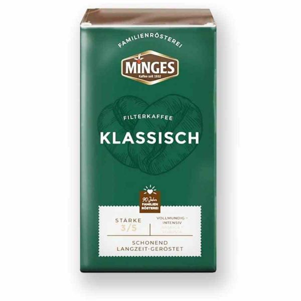Café moído Minges Clássico 500 g, aroma intenso e sabor requintado, ideal para apreciadores de café. Adquira agora este produto de alta qualidade!