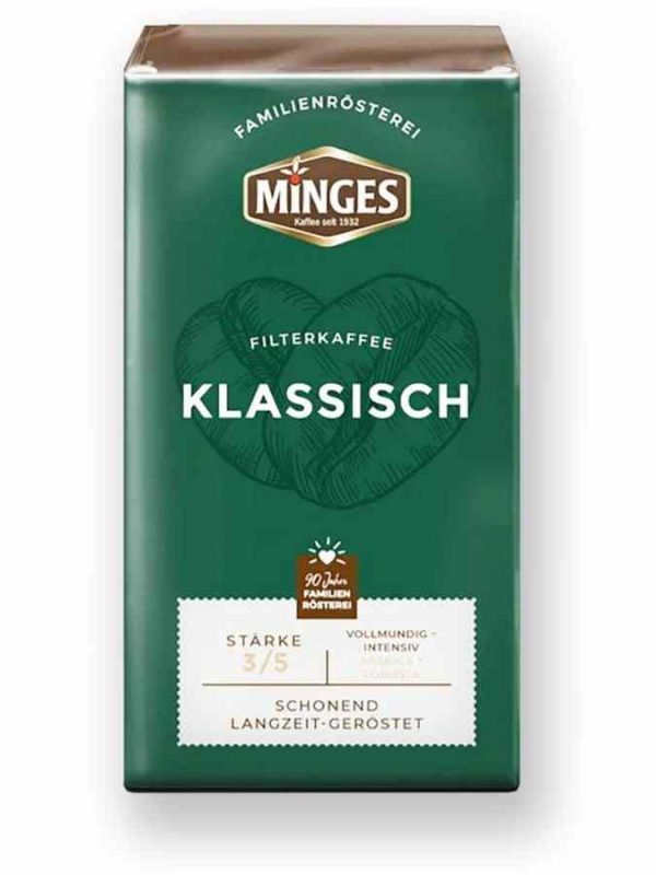 Café moído Minges Clássico 500 g, aroma intenso e sabor requintado, ideal para apreciadores de café. Adquira agora este produto de alta qualidade!