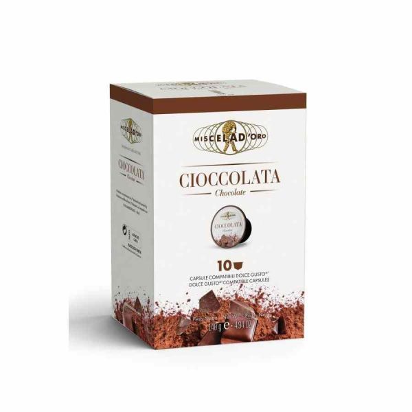Cápsulas de Chocolate Quente Miscela d'Oro Cioccolata, compatíveis com Dolce Gusto® - Embalagem de 10 unidades, delicioso e requintado.
