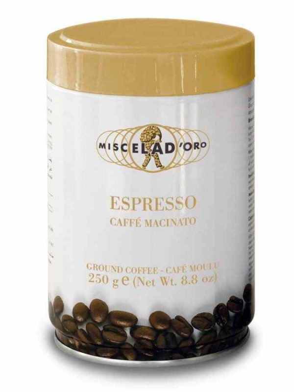 Café Miscela d'Oro Expresso em lata de 250 g - Aroma intenso e sabor requintado. Compre o seu café de alta qualidade online agora!
