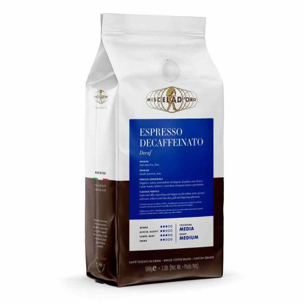 Café sem cafeína Miscela d'Oro Espresso Decaffeinato, 100% descafeinado e de alta qualidade - Compre online agora!
