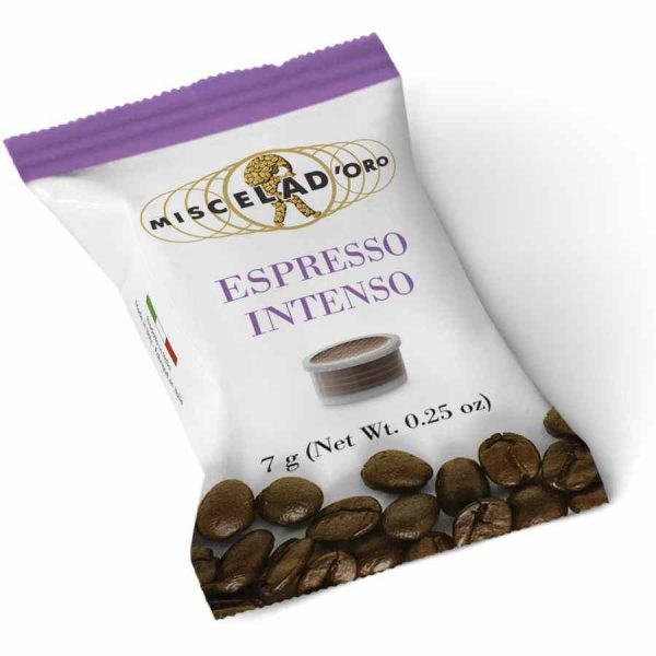 Miscela d'Oro Espresso Intenso cápsulas de café expresso 100 un. - Desfrute de um café expresso intenso e rico em casa. Compre online!