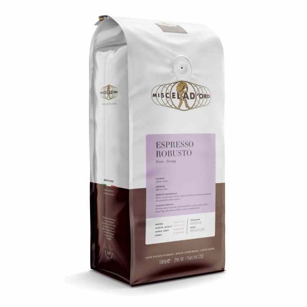 Compra online Miscela d'Oro Espresso Robusto 100% Robusta - Café de alta qualidade para os amantes de café forte. Entrega rápida!
