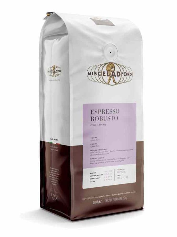 Compra online Miscela d'Oro Espresso Robusto 100% Robusta - Café de alta qualidade para os amantes de café forte. Entrega rápida!