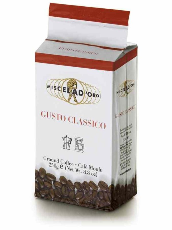 Café moído de alta qualidade Miscela d'Oro Gusto Classico | 250 g | Sabor clássico e intenso | Aroma irresistível | Compre online agora!