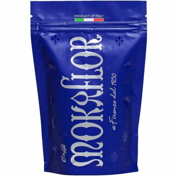 Grãos de café Mokaflor Blu - Blend premium para degustadores exigentes. Torra intensa e aroma irresistível. Compre já!