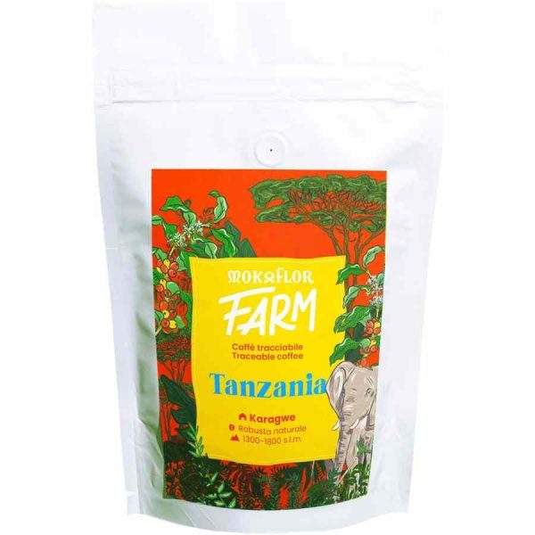 Café Mokaflor FARM Tanzânia Karagwe 100% Robusta 250 g - Grãos de café genuínos para os amantes de café exigentes. Ideal para apreciar em casa ou no escritório. Qualidade premium.