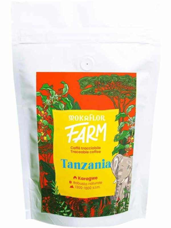 Café Mokaflor FARM Tanzânia Karagwe 100% Robusta 250 g - Grãos de café genuínos para os amantes de café exigentes. Ideal para apreciar em casa ou no escritório. Qualidade premium.