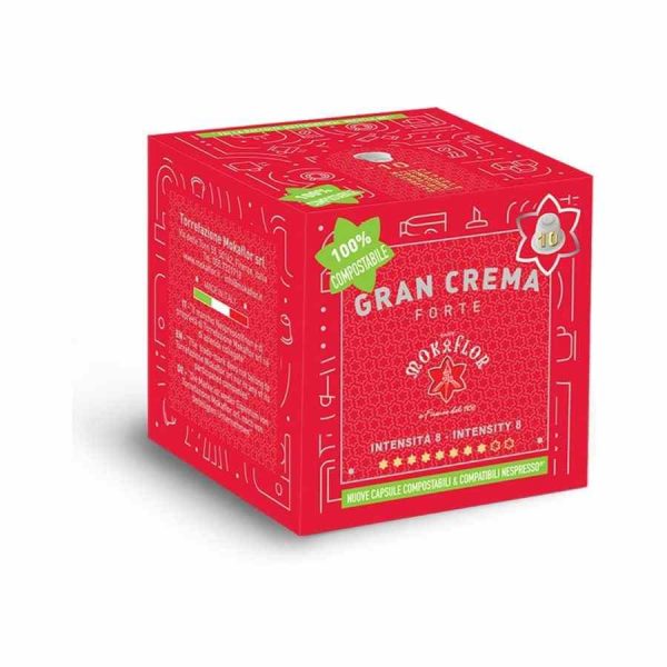 Cápsulas de café premium compatíveis com Nespresso Mokaflor Gran Crema Forte 10 un - Aromas intensos e sabor encorpado para amantes de café exigentes.
