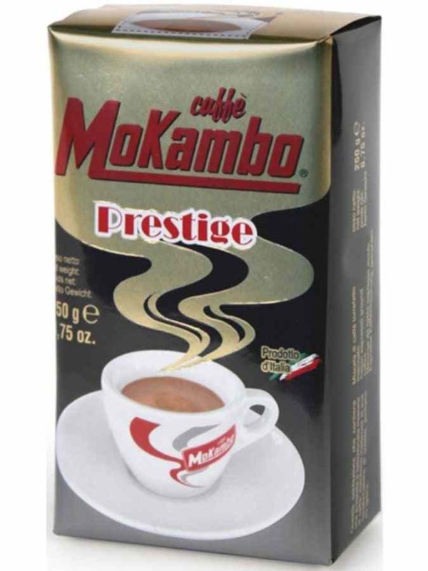 Mokambo Prestige 250 g Café Moído: Desfrute do sabor intenso deste café moído de qualidade premium. Compre online!