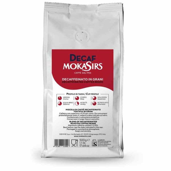 Café em Grãos MokaSirs Descafeinado 500 g - Aroma intenso e sabor suave, ideal para os amantes de café descafeinado. Compre online!