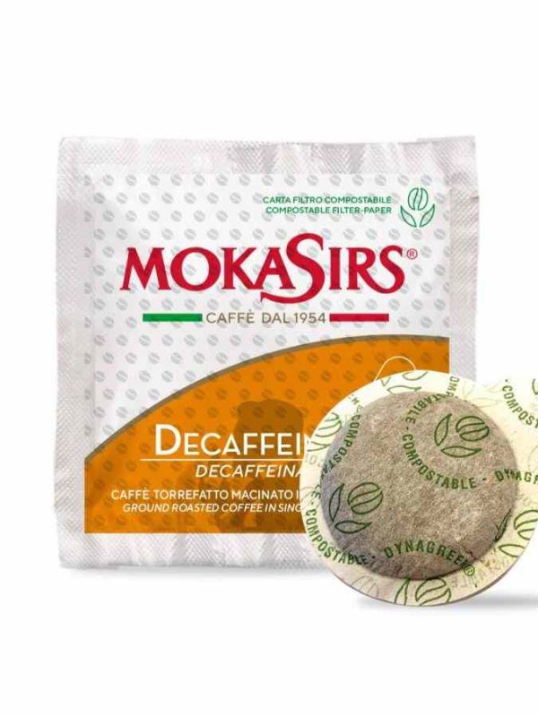 MokaSirs Decaffeinato: Cápsulas de café expresso descafeinado premium em embalagem de 50 unidades