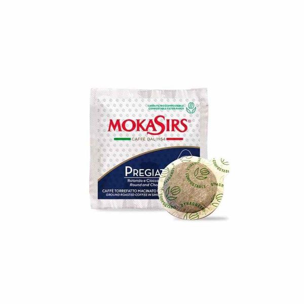 Cápsulas de café expresso MokaSirs Pregiato Creme Lungo E.S.E.: embalagem de 200 unidades, sabor intenso e aroma requintado para os amantes de café.