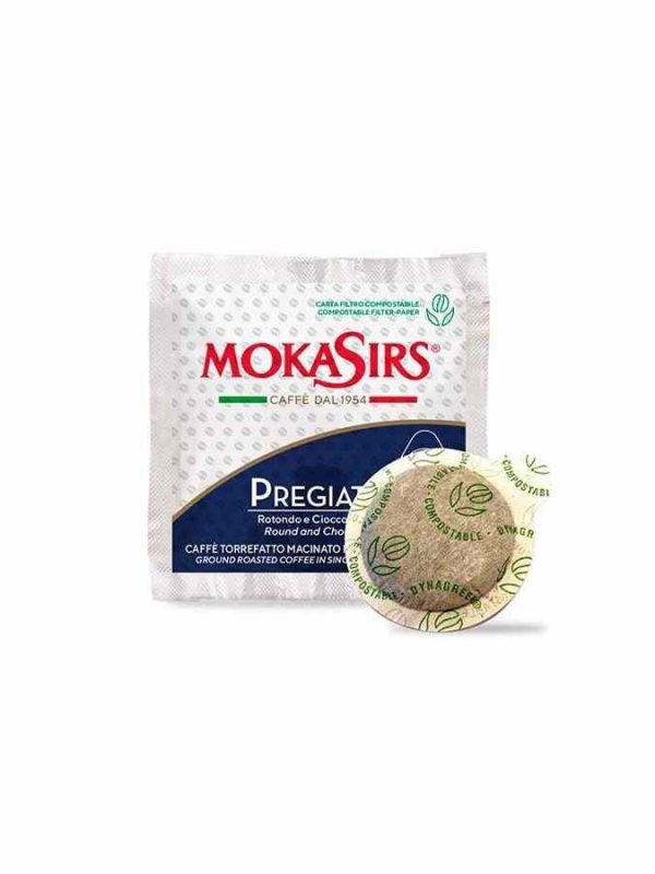 Cápsulas de café expresso MokaSirs Pregiato Creme Lungo E.S.E.: embalagem de 200 unidades, sabor intenso e aroma requintado para os amantes de café.