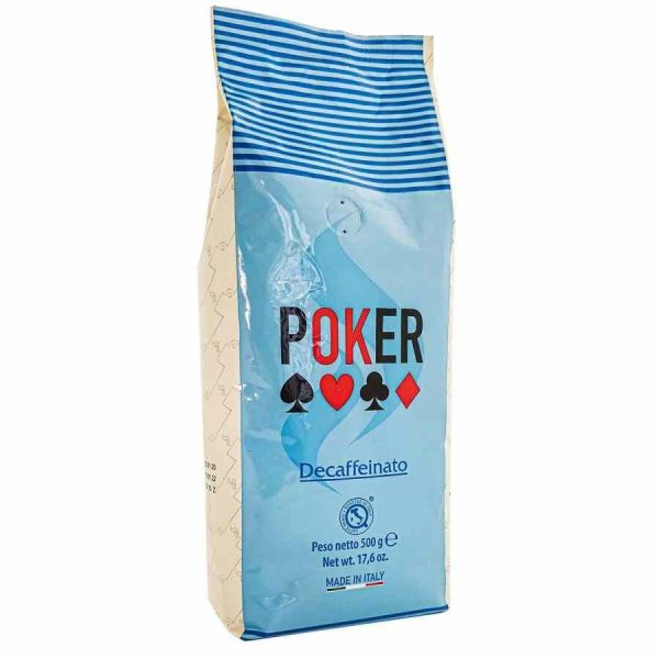 Café descafeinado Póquer em grãos de 500g, aroma intenso e sabor suave. Aprecie a qualidade neste café descafeinado de excelência. Perfecto para os amantes de café!