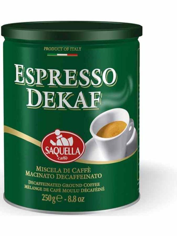 Café Saquella Espresso Dekaf Sem Cafeína, 250g - Delicioso café descafeinado de alta qualidade para desfrutar a qualquer momento do dia. Compre online!